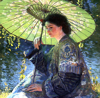 The Green Parasol by Guy Rose. Gandy Gallery: www.gandygallery.com/art